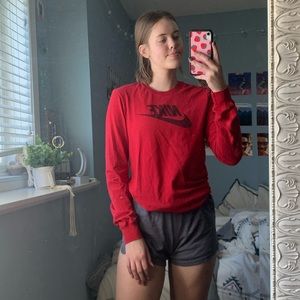 NIKE logo red long sleeve